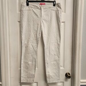 Lilly Pulitzer Resort White "Kelly" Textured Ankle Length Skinny Pants Size 16